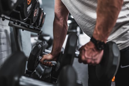 Dumbbells on a rack